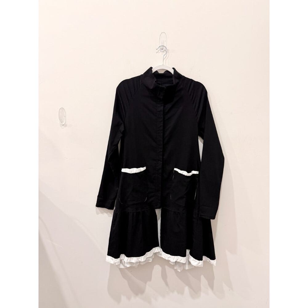 Tadaski Trimmed Jersey Long Sleeve High Neck Long Jacket Black/White Women's S